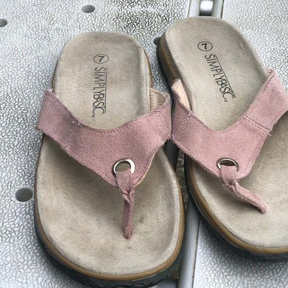 Simplybasic Women's Pink Suede Sandals Size 7 - Picture 7 of 11